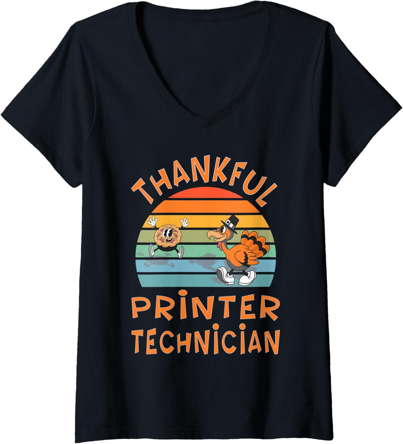 Womens Printer Technician Job Funny Thanksgiving V Neck