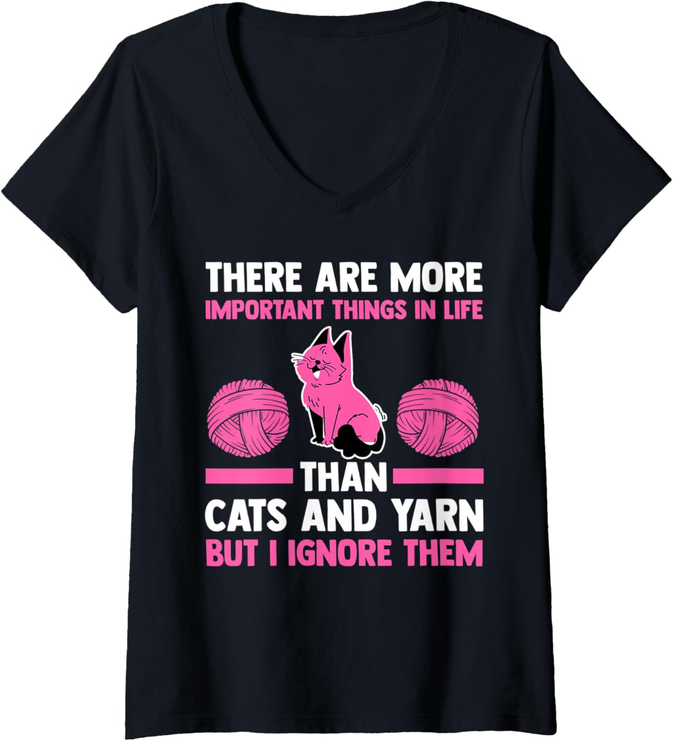Womens there are important things in life than cats and yarn cat V-Neck