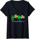 Womens Shamrock Leopard Saint Paddys Irish Printer St Patricks Day V Neck