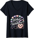 Womens Hooked and Unbothered Chill Crochet Mood Yarn Lovers Crafter V-Neck