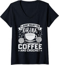Womens Crochet | Yarn | Crocheting | Coffee | Knitting V-Neck