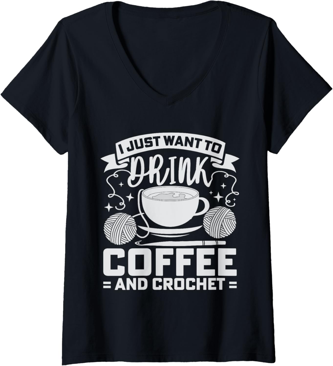 Womens Crochet | Yarn | Crocheting | Coffee | Knitting V-Neck