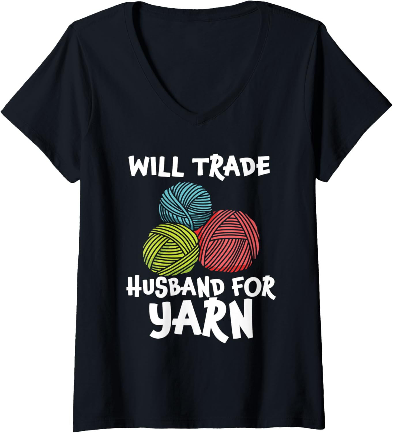 Womens Funny Crocheting Shirt Yarn Addict Crafter Women's Knitting V-Neck