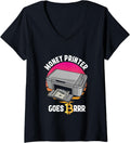 Womens Money Printers Goes Brrrr Bitcoin Btc Crypto Coin Dollar V Neck