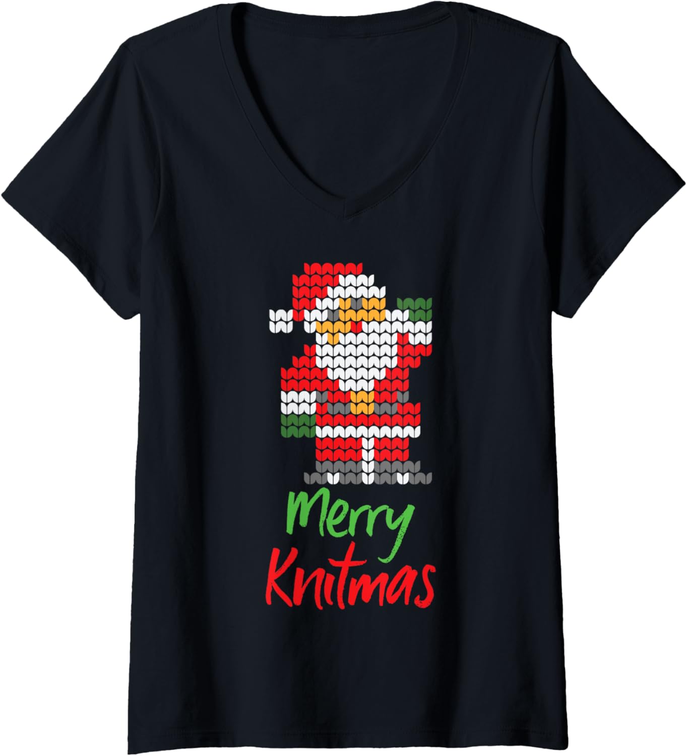 Knitting Christmas Wool Yarn Knitter Merry Knitmas V-Neck