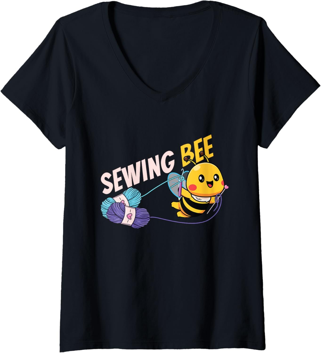 Sewing Bee | Yarn Knit Wool | Crocheter Knitter V-Neck