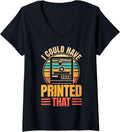 Womens Funny Men 3D Printing V Neck