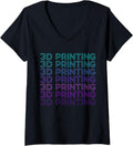 Womens 3D Printing 3D Printer Machine Retro V Neck