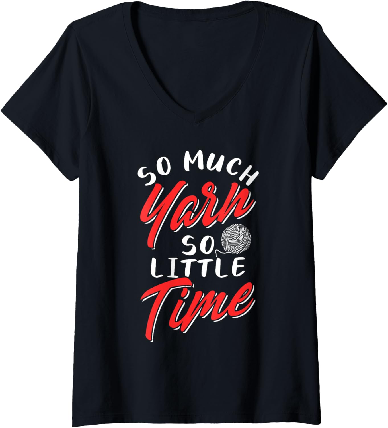 Womens Funny Knitting Yarn Wool Design V-Neck