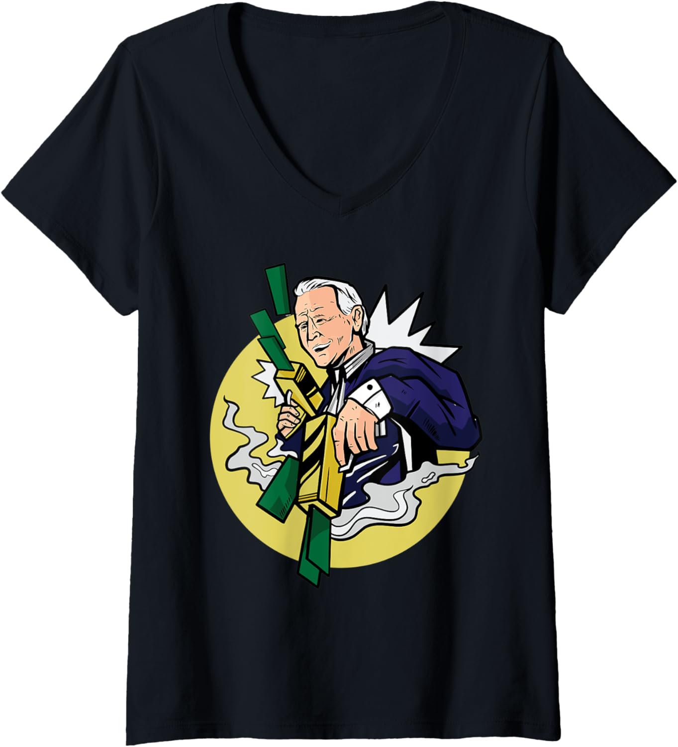 Womens Joe Biden Money Printer Stimulus Checks Funny Money Printer V Neck