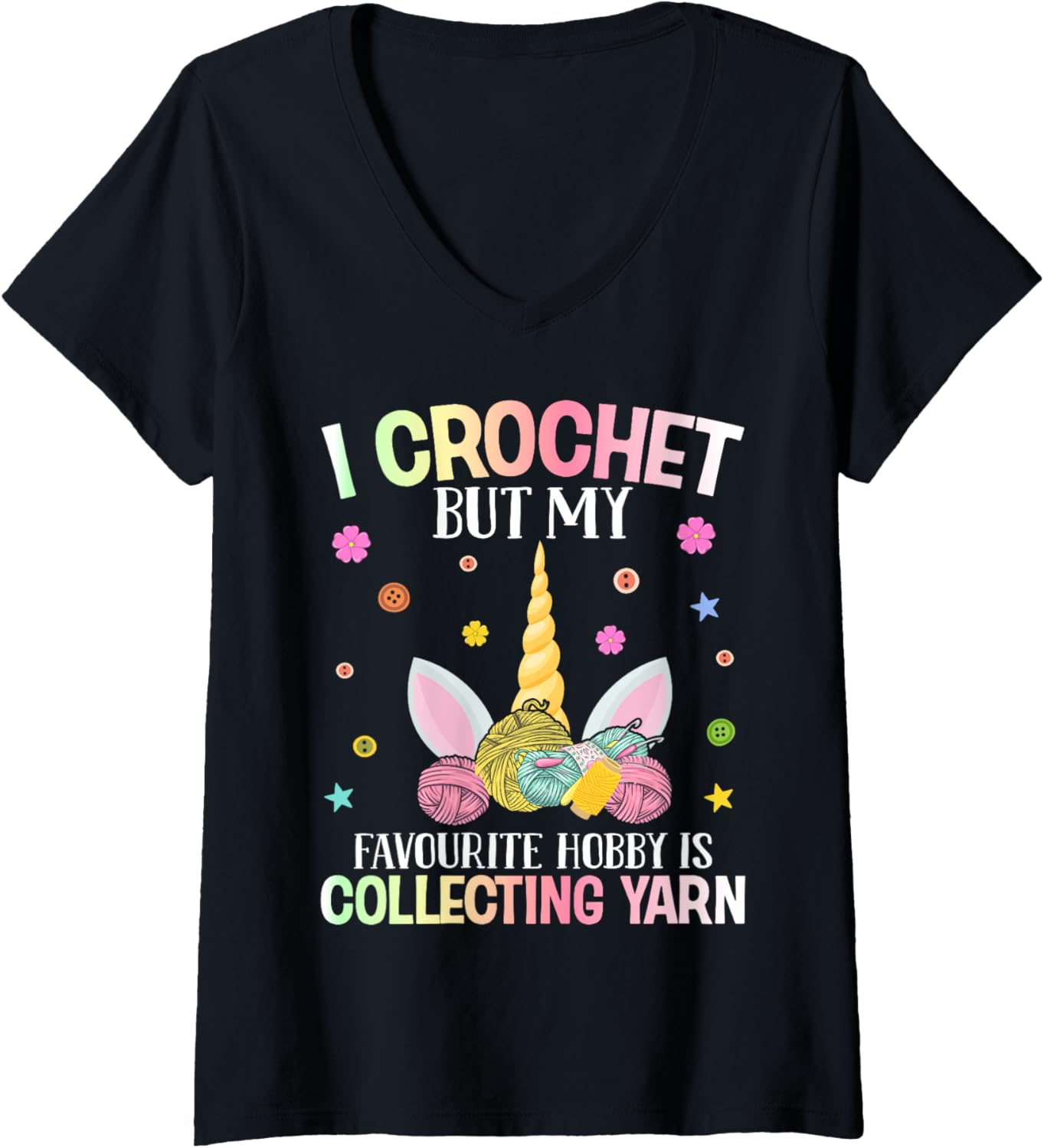 Hobby Is Collecting Yarn Crocheting Crocheter Yarn Lover V-Neck