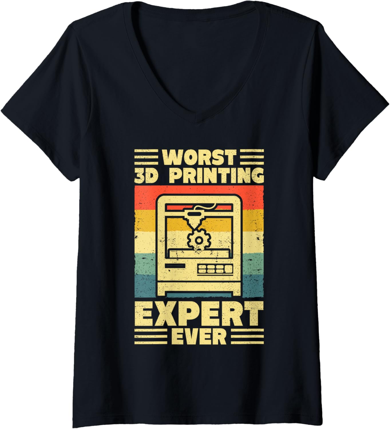 Womens Worst 3D Printing Expert Ever Filament Printer Retro Men V Neck