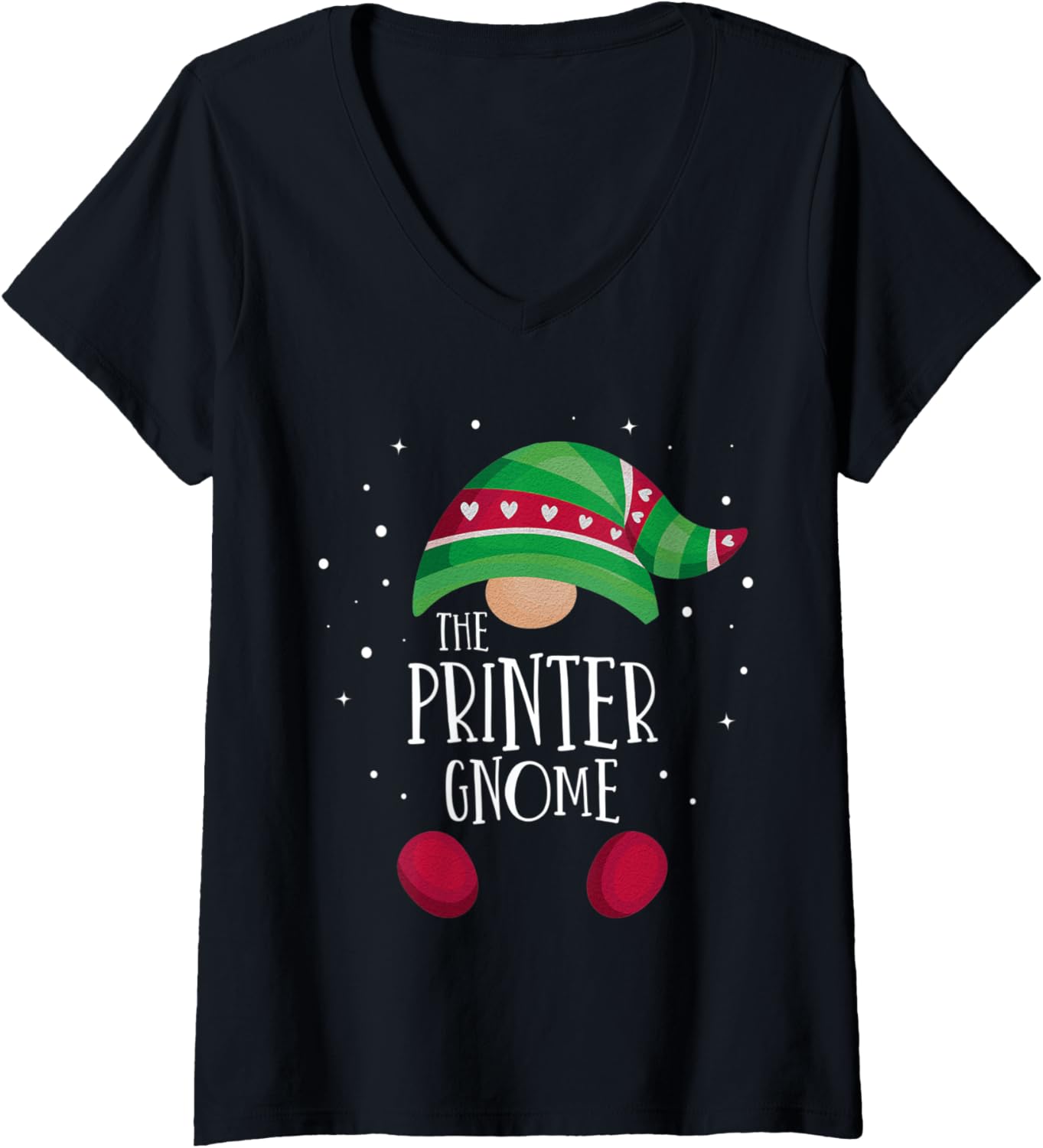 Womens Printer Gnome Family Matching Christmas Pajamas V Neck