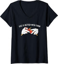 Womens Life is Better with Yarn Knitting V-Neck