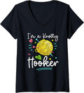 Womens Crochet Knotty Hooker Yarn Crocheting Love Knitting V-Neck