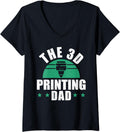 Womens 3D Printing Dad Fathers Day 3D Printing Printer V Neck