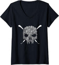 Womens Halloweeen Crochet Lovers Halloween Skull Yarn Funny Crochet V-Neck