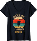 Womens Vintage Retro 3D Printer Tee Idea Geeks V Neck