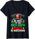 Womens Be Nice To Printer Operator Santa Christmas V Neck