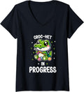 Womens Croc-het In Progress Cute Crochet Crocheter Crocheting Yarn V-Neck