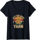 Womens Knit Life Quote Just One More Yarn V-Neck