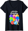 Womens Crochet Grandma Hobby Crocheter Knitter Balls of Yarn V-Neck
