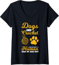 Womens Dog Pet Animal Crocheting Yarn Cross-stitch crocheter V-Neck