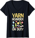 Womens Yarn Hoarder on Duty - Yarn Lover V-Neck