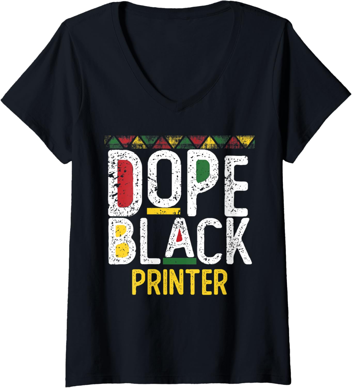 Womens Dope Black Printer Black History Month V Neck