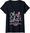 Womens Oh Ship Its A Mother Daughter Trip Cruise Shirts V Neck