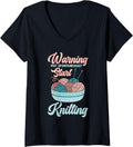 Warning May Spontaneously Start Knitting Yarn Crochet V-Neck