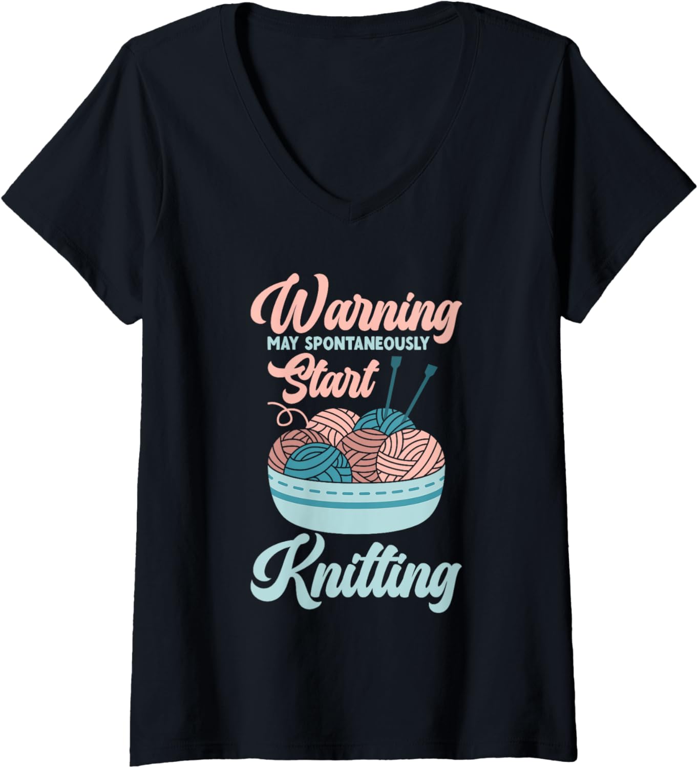 Warning May Spontaneously Start Knitting Yarn Crochet V-Neck