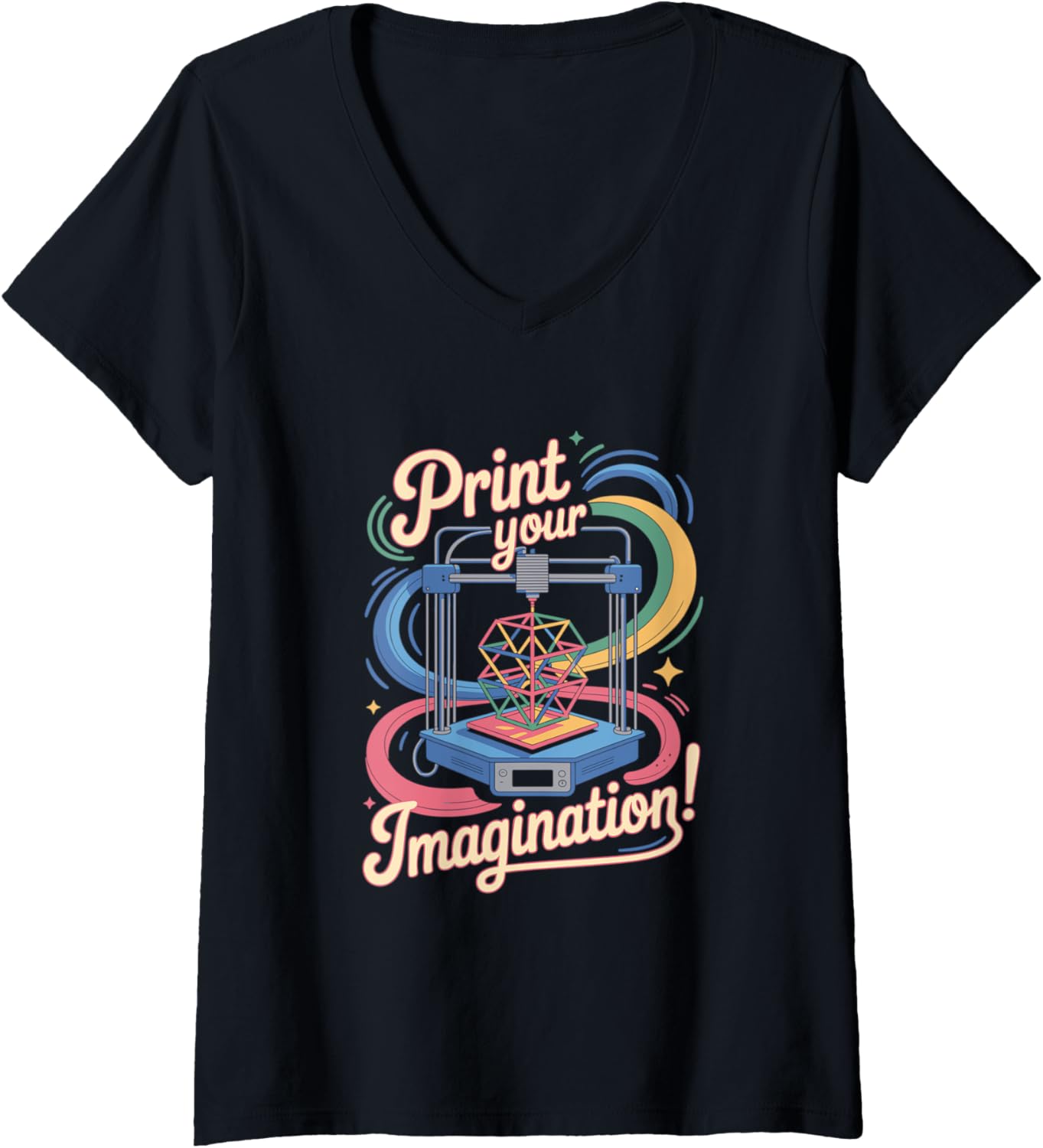 Womens 3D Printing Print Your Imagination Innovation V Neck