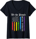 Womens We The People Means Everyone Lgbtq Pride Month American Flag V Neck