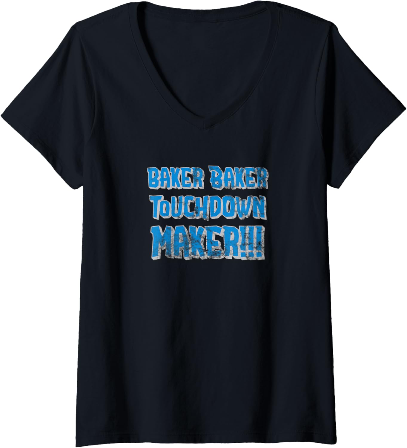 Womens Baker Baker Touchdown Maker Blue & Silver V-Neck