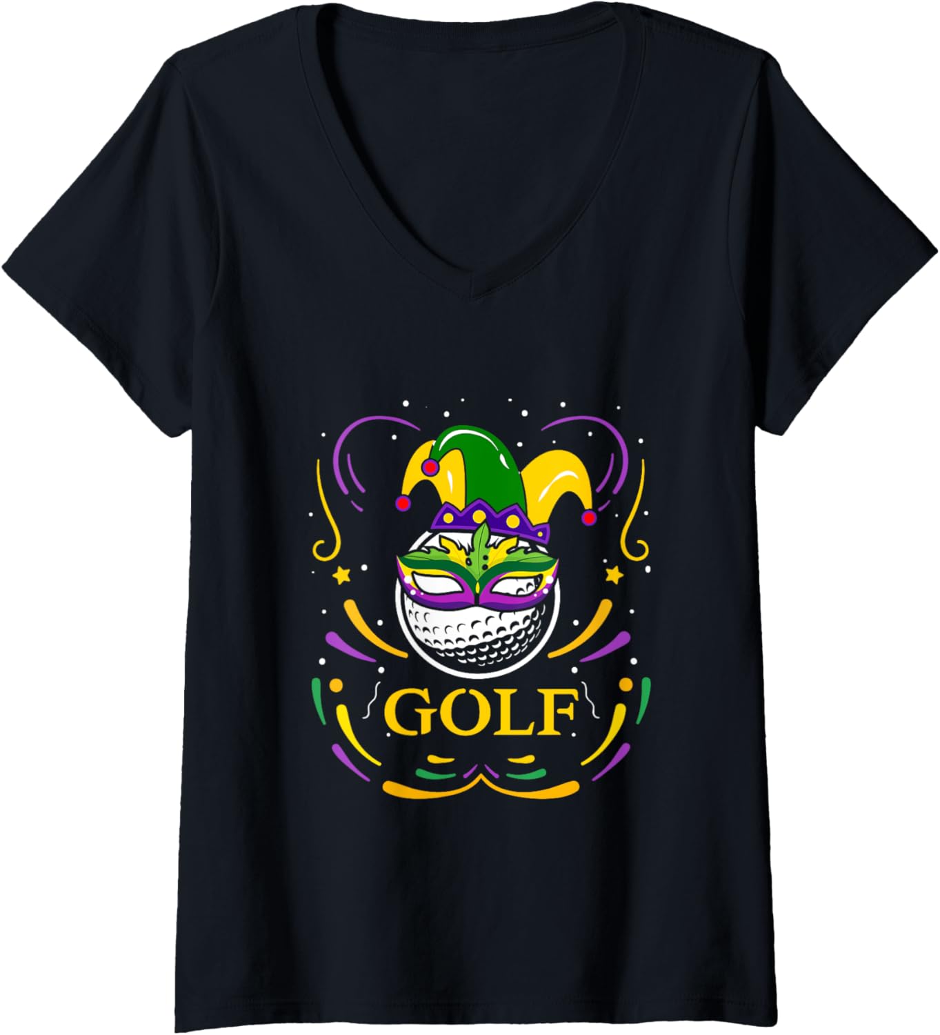 Womens Cute Mardi Gras Golf Hat Golf Lover V Neck