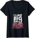 Womens I Like Big Balls Viral Yarn Joke V-Neck