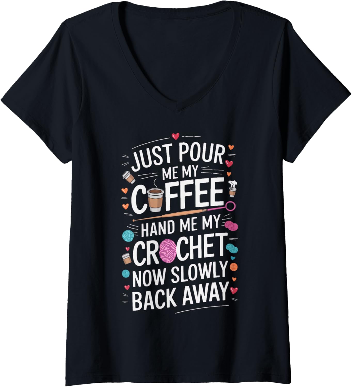 Womens Crochet Lover Yarn Addict Yarn Lover Hand Me My Crochet Club V-Neck