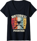 Womens Funny Retirement Retired Printer V Neck