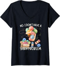 Womens No Yarn Problem Funny Knitting Crocheting Yarn Collector V-Neck