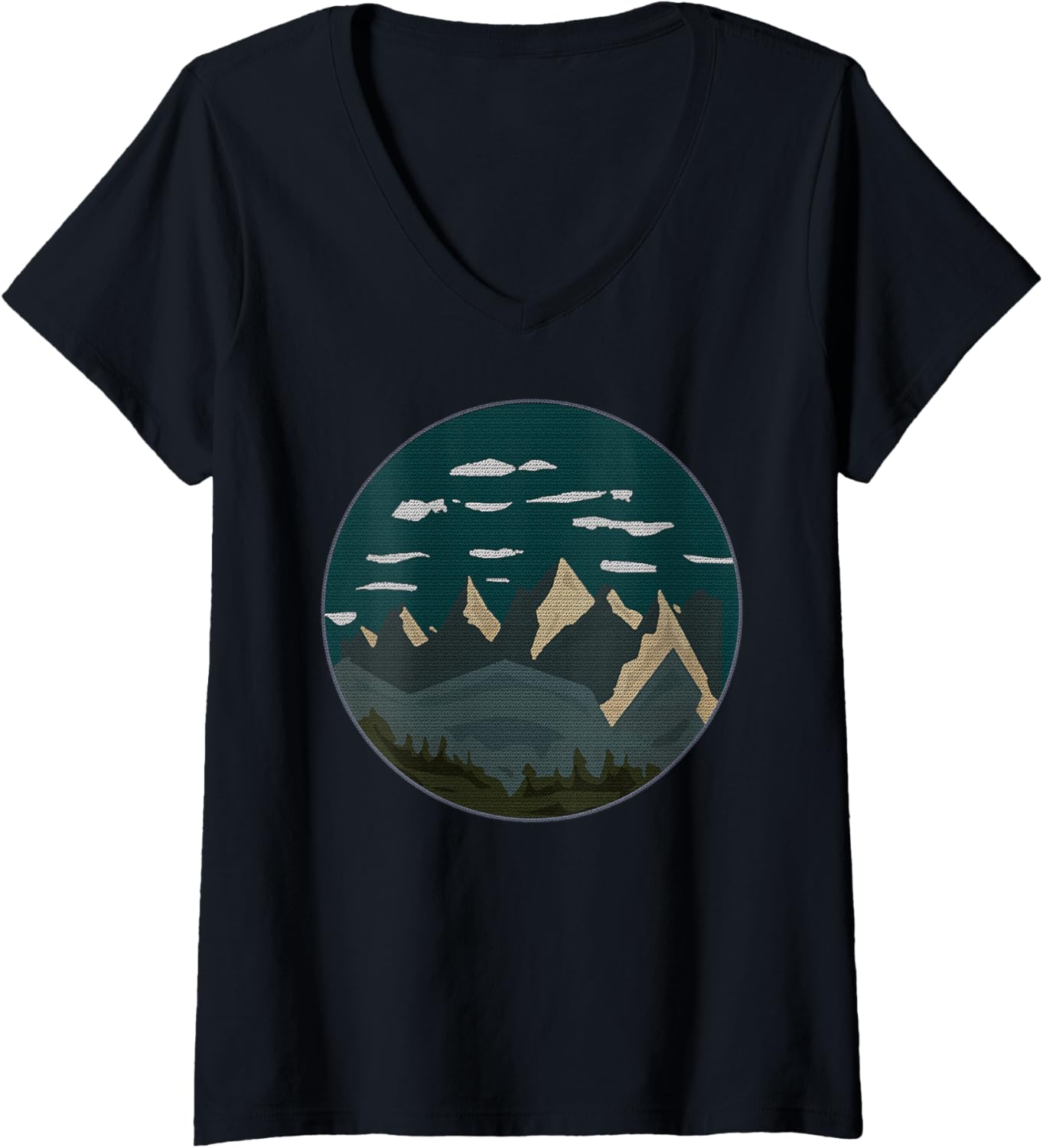 Womens MOUNTAINS OF THE MIDWEST Crochet Yarn Embroidery Nature Gift V-Neck