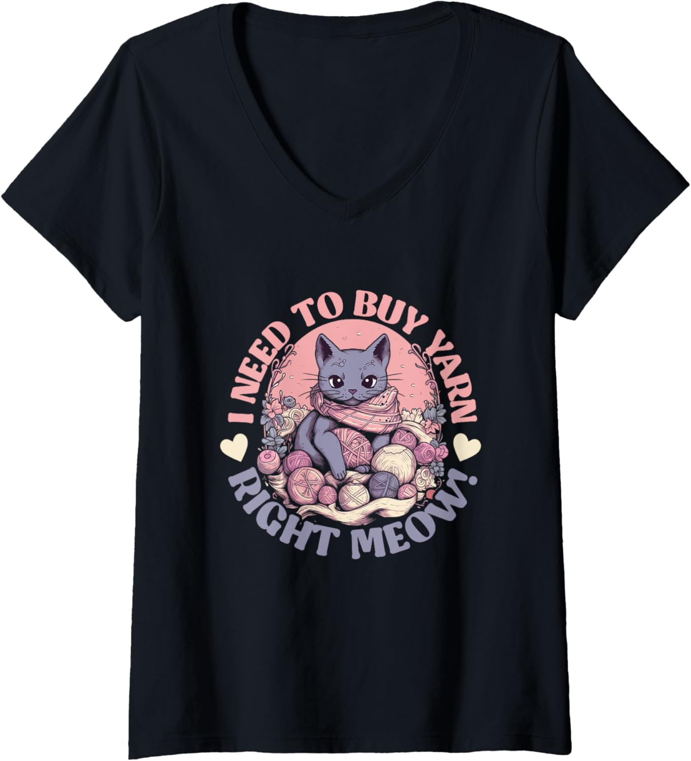 I need to buy yarn right meow - knitting cat yarn ball V-Neck