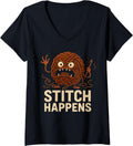 Womens Funny Angry Yarn Ball Funny Crochet Meme V-Neck