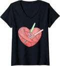 Womens Crochet Lover Gift Yarn Heart Knitter Tee Knitting V-Neck
