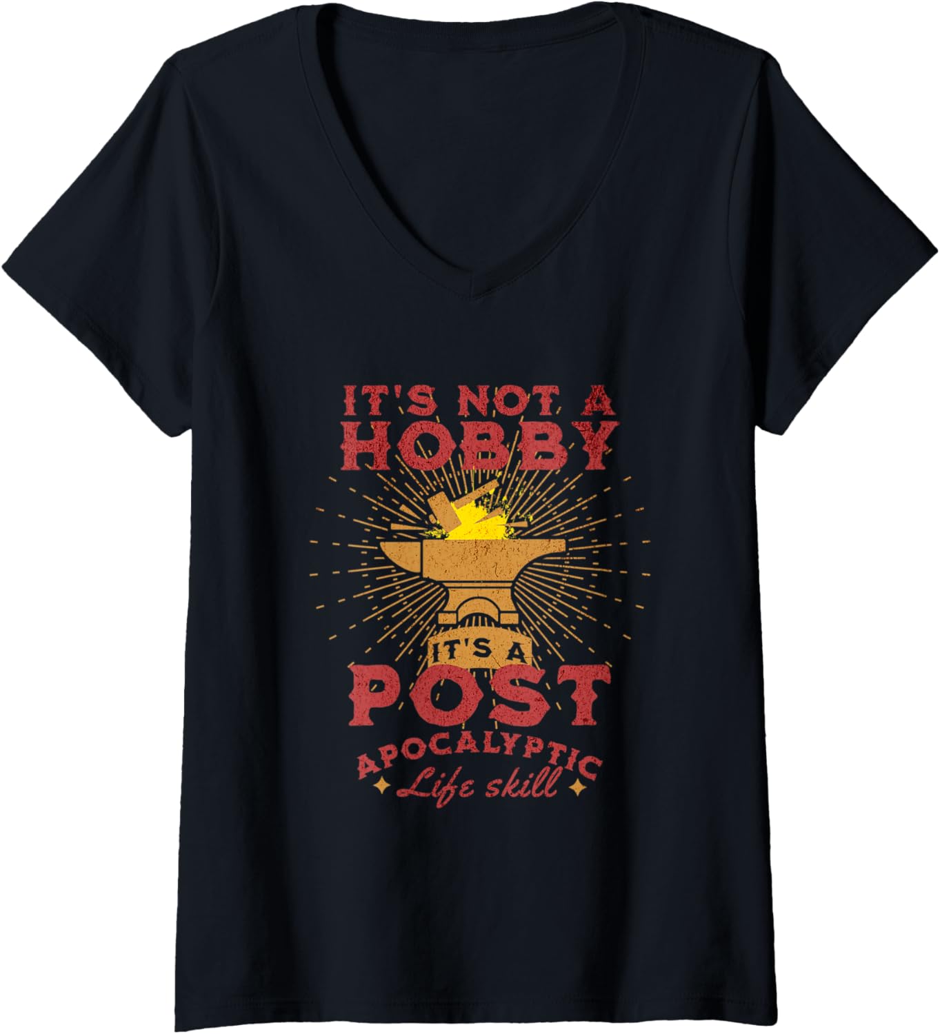 Womens Blacksmith Knife Maker Design for a Metalworker V-Neck