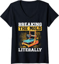 Womens Breaking Mold Literally 3D Printer Humor V Neck