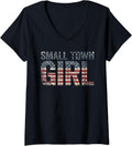 Small Town Girl Usa Flag American Small Town V Neck