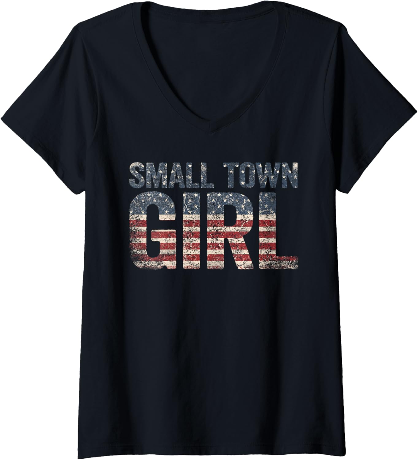 Small Town Girl Usa Flag American Small Town V Neck