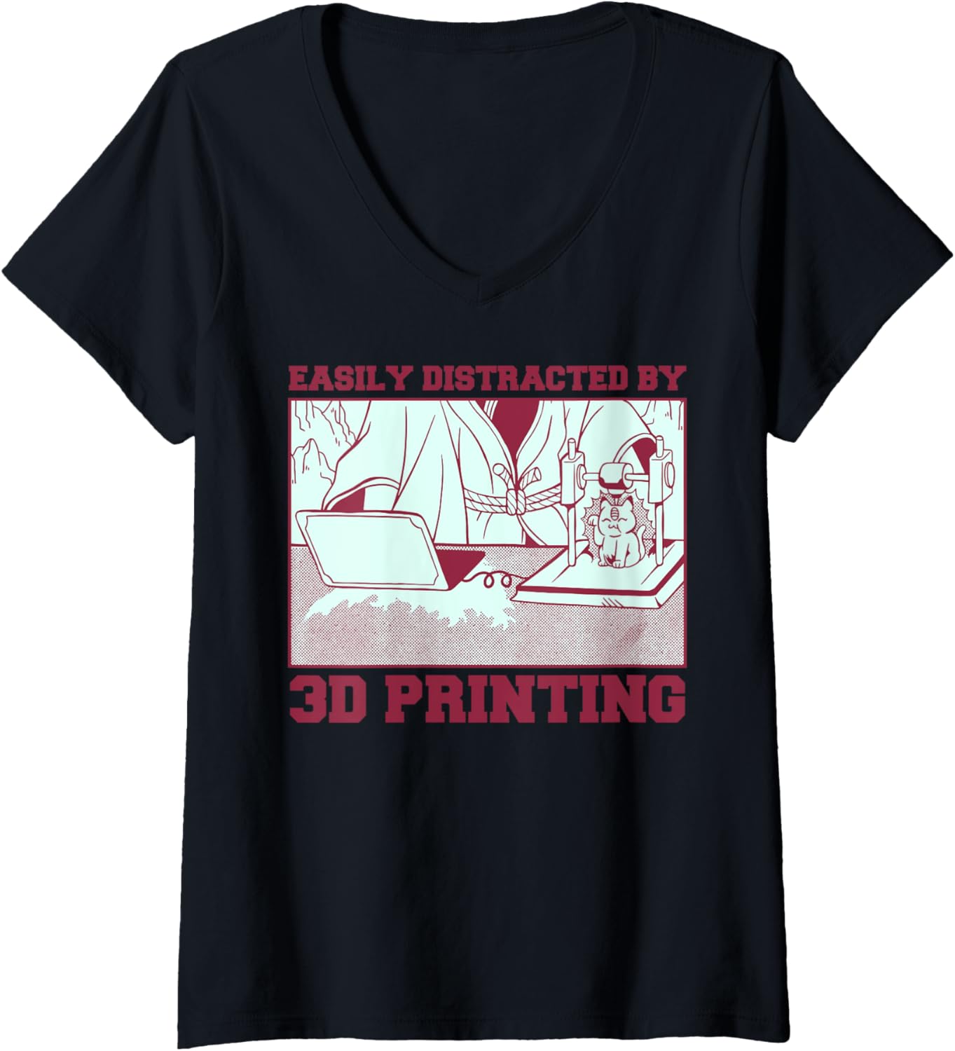 3D Printing Printer Nerd Geek Funny Digital 3D Print Lover V Neck