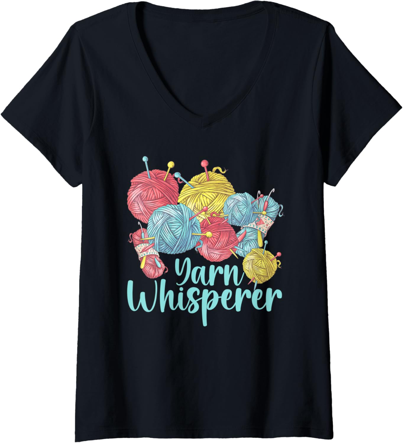 Womens Crochet Funny Crocheting Yarn Whisperer Knitting V-Neck